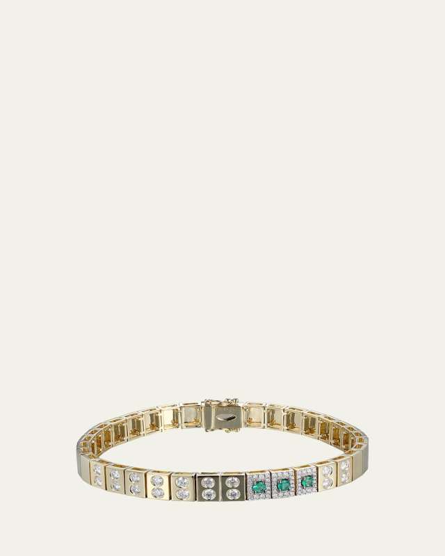 14K Yellow Gold l'Ego ID Emerald and Diamond Tennis Bracelet